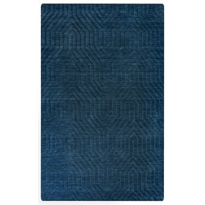 Technique 5' x 8' Solid Navy Hand Loomed Area Rug