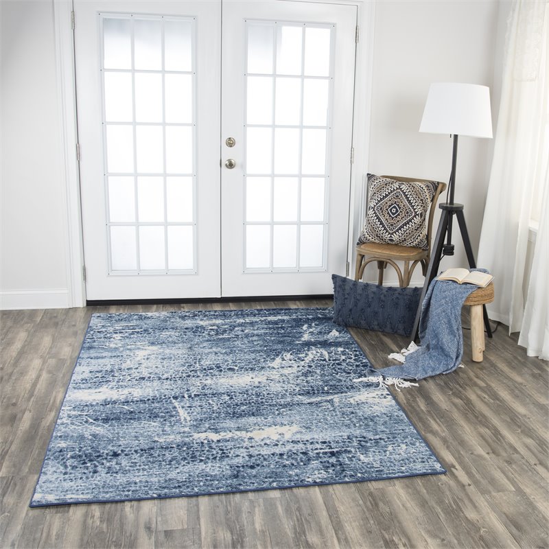 Encore 8' x 10' Abstract Blue/Gray/Rust/Blue Power-Loomed Area Rug