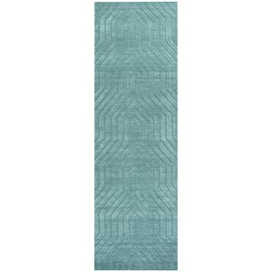 technique solid blue/dark teal hand loomed area rug