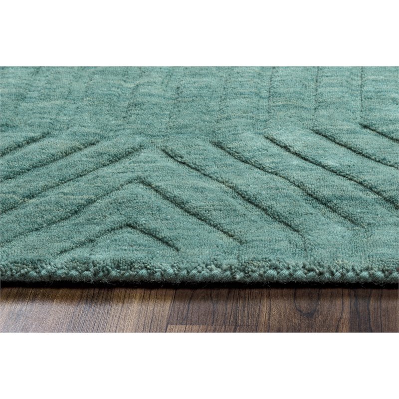 Technique 8' Round Solid Blue/Dark Teal Hand Loomed Area Rug