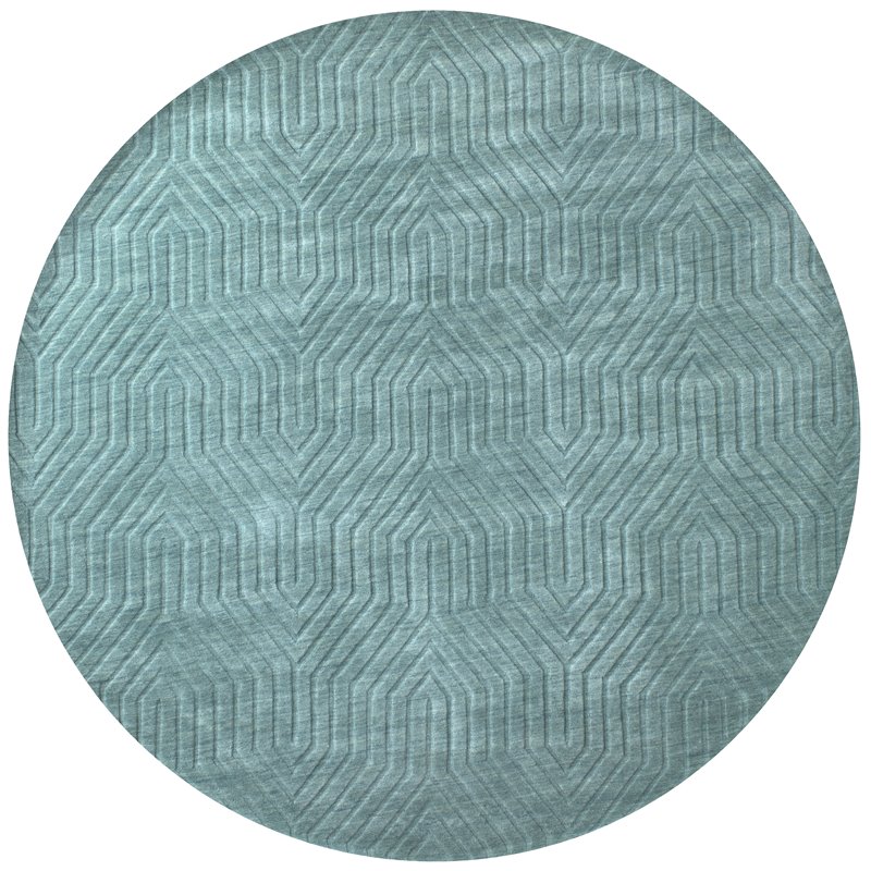 Technique 8' Round Solid Blue/Dark Teal Hand Loomed Area Rug
