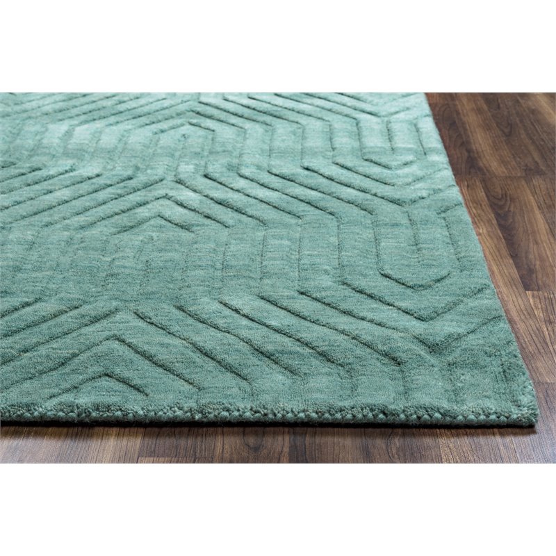 Technique 8' x 10' Solid Blue/Dark Teal Hand Loomed Area Rug