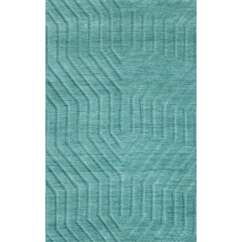 Technique 3' x 5' Solid Blue/Dark Teal Hand Loomed Area Rug