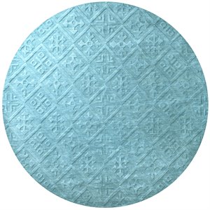 technique solid blue/aqua hand loomed area rug