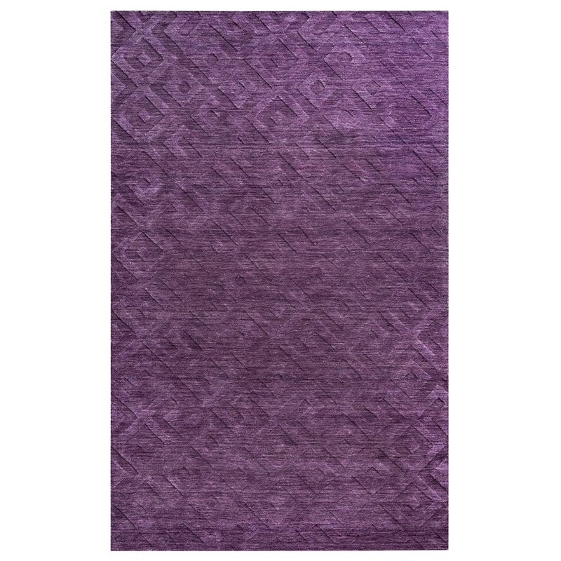 Technique 8' Round Solid Purple Hand Loomed Area Rug