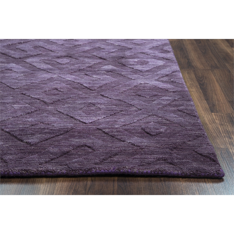 Technique 8' Round Solid Purple Hand Loomed Area Rug