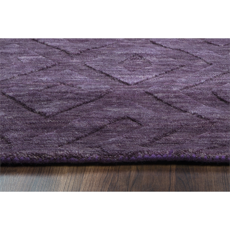 Technique 8' Round Solid Purple Hand Loomed Area Rug
