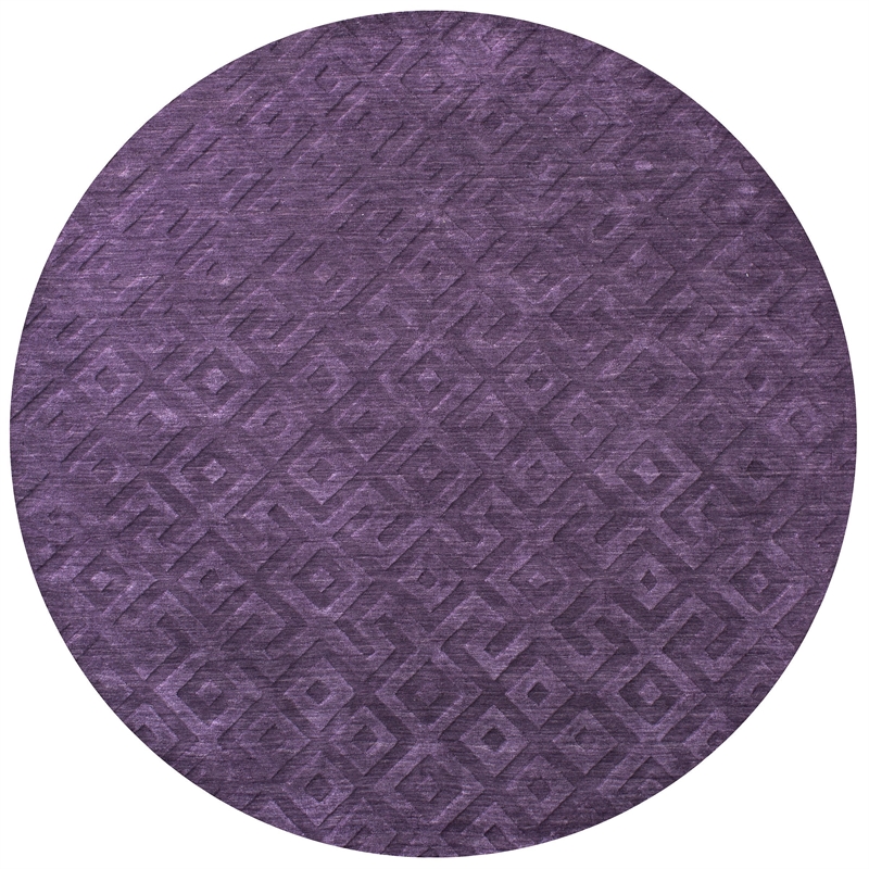 Technique 8' Round Solid Purple Hand Loomed Area Rug