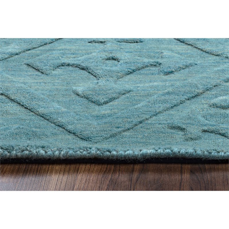Technique 8' x 10' Solid Blue/Aqua Hand Loomed Area Rug