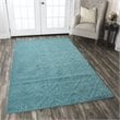 Technique 3' x 5' Solid Blue/Aqua Hand Loomed Area Rug