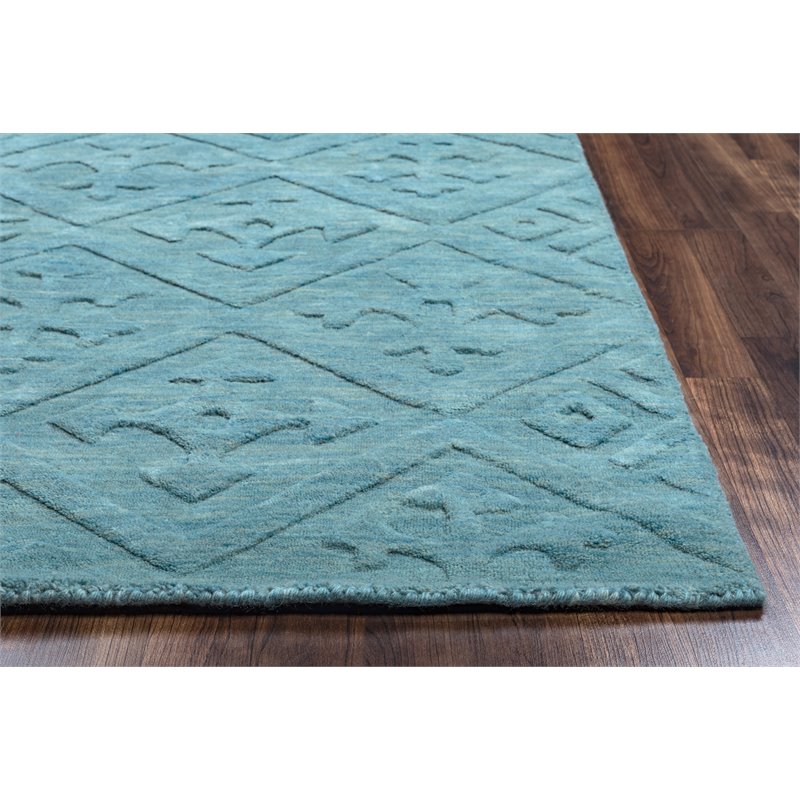 Technique 3' x 5' Solid Blue/Aqua Hand Loomed Area Rug