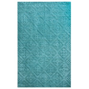 Technique 3' x 5' Solid Blue/Aqua Hand Loomed Area Rug