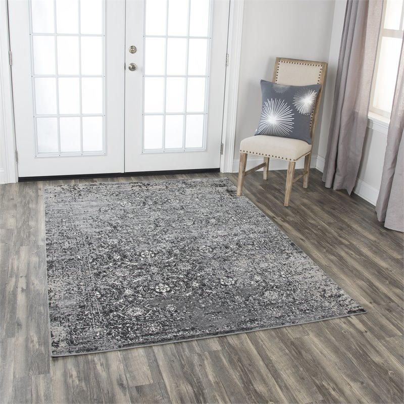 Encore 8' x 10' Traditional Over dye Brown/Gray/Rust/Blue Power-Loomed Area Rug