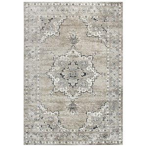 encore traditional medallion med. brown/gray/rust power-loom area rug