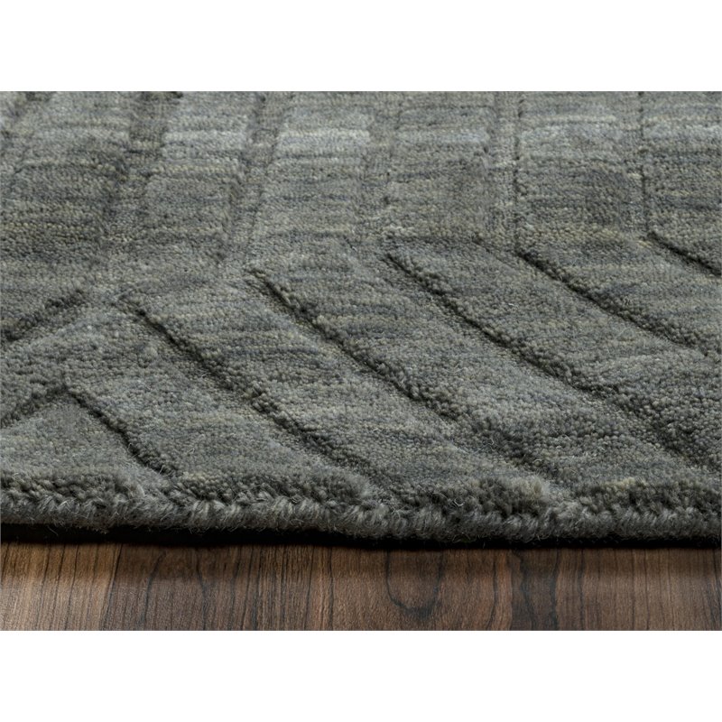 Technique 8' Round Solid Gray/Charcoal Hand Loomed Area Rug
