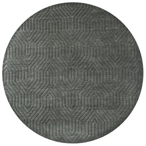 Technique 8' Round Solid Gray/Charcoal Hand Loomed Area Rug