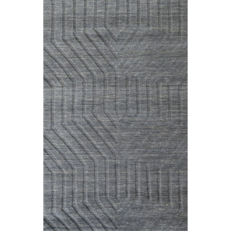 Technique 5' x 8' Solid Dark Gray Hand Loomed Area Rug