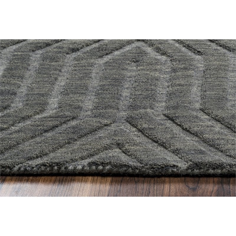 Technique 5' x 8' Solid Dark Gray Hand Loomed Area Rug