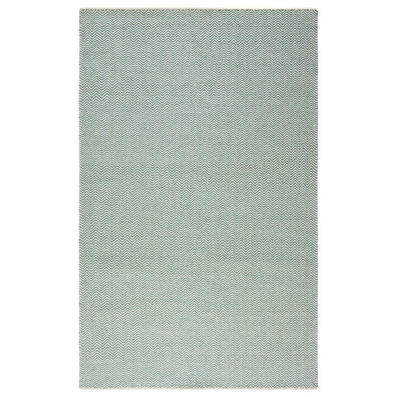 Twist 3' x 5' Chevron Green Off White Hand Woven Area Rug