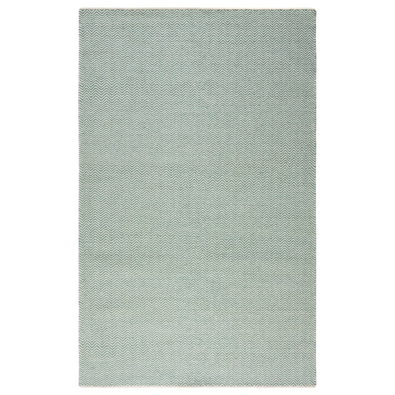 Twist 5' x 8' Chevron Green Off White Hand Woven Area Rug