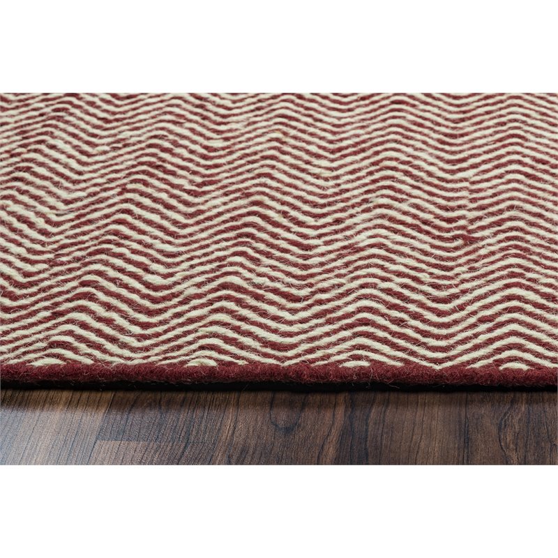 Twist 3' x 5' Chevron Burgundy  Off White Hand Woven Area Rug