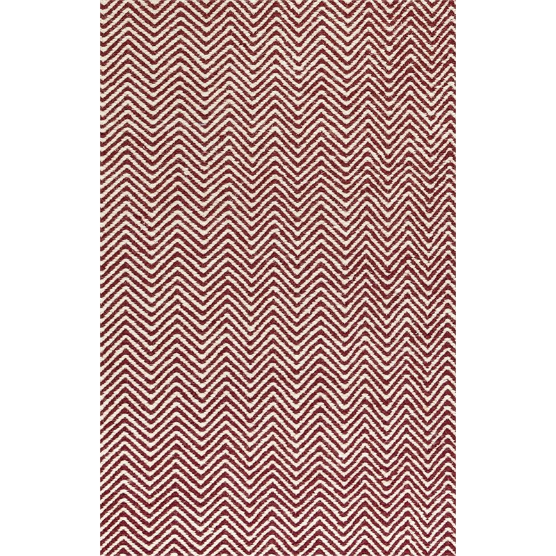 Twist 5' x 8' Chevron Burgundy  Off White Hand Woven Area Rug