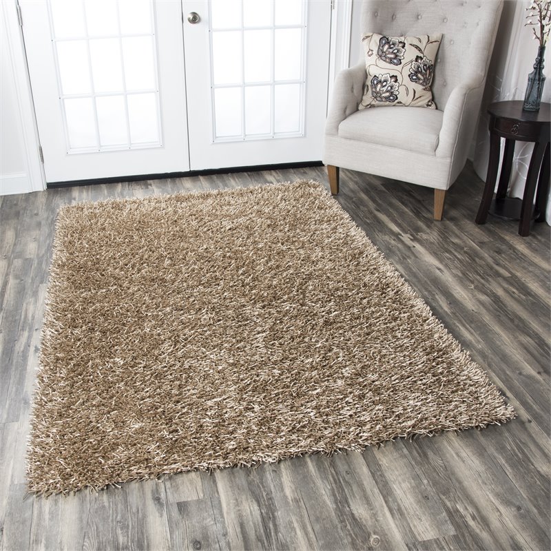 Kempton 6' x 9' Solid Tan/Ivory Tufted Area Rug
