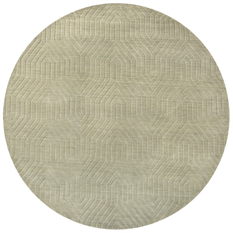 Technique 8' Round Solid Tan Hand Loomed Area Rug