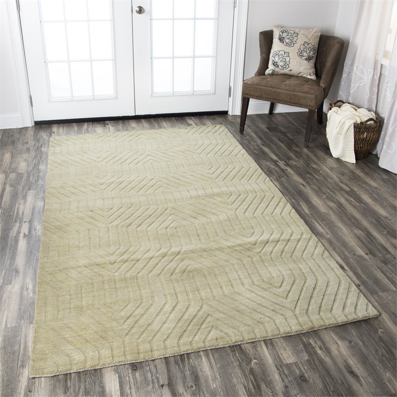 Technique 5' x 8' Solid Tan Hand Loomed Area Rug