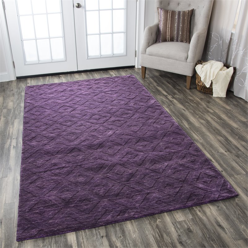 Technique 9' x 12' Solid Purple Hand Loomed Area Rug