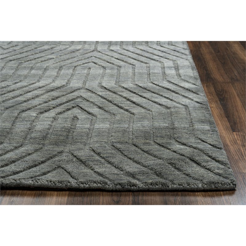Technique 9' x 12' Solid Gray/Charcoal Hand Loomed Area Rug