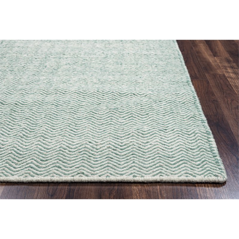 Twist 9' x 12' Chevron Green Off White Hand Woven Area Rug
