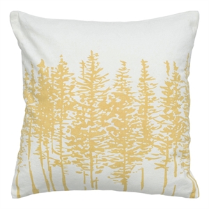 Rizzy Home Trees 18&quot x 18&quot Cotton Pillow Cover in Ivory/Yellow