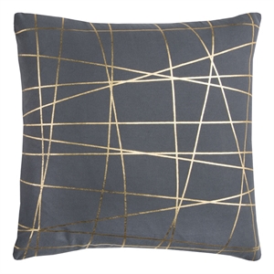 Rachel Kate 20&quot x 20&quot Cotton Pillow Cover in Gray/Gold Metallic