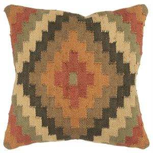 Rizzy Home Southwestern 18&quot x 18&quot Jute/Wool Pillow Cover-Multi/Earth Tones