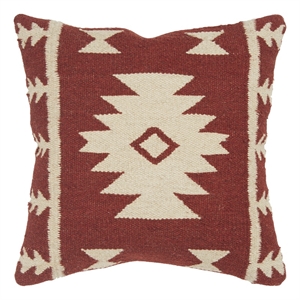 Rizzy Home Southwestern 18&quot x 18&quot Wool Pillow Cover in Red/Ivory