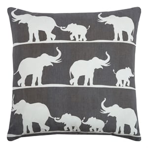 Rizzy Home Elephants 18&quot x 18&quot Cotton Pillow Cover in Charcoal