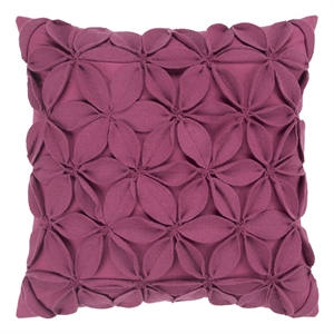 Rizzy Home Botanical Petals 18&quot x 18&quot Wool/Cotton Pillow Cover-Magenta