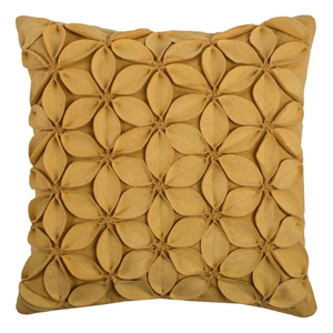 rizzy home botanical petals 18&quot x 18&quot wool/cotton pillow cover-yellow