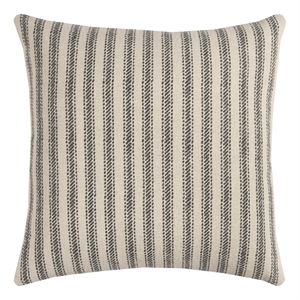 Rizzy Home Ticking Stripe 20&quot x 20&quot Down Pillow with Cotton Cover-Gray/Natural