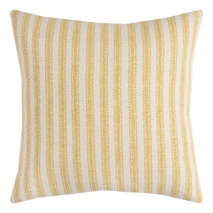 Rizzy Home Ticking Stripe 20&quot Down Pillow with Cotton Cover-Yellow/Natural
