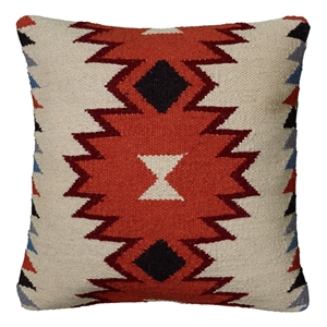 Rizzy Home Southwestern 18&quot Down Filled Pillow with Wool Cover-Ivory/Orange
