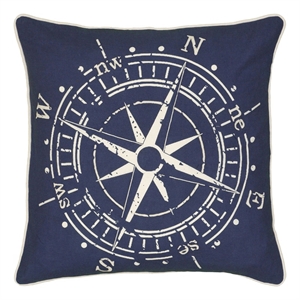 Rizzy Home 18&quot x 18&quot Down Filled Pillow with Cotton Cover-Navy/Natural