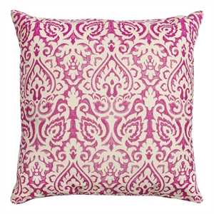 Rizzy Home Damask 22&quot x 22&quot Down Filled Pillow with Cotton Cover-Pink/Natural