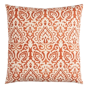 Rizzy Home Damask 22&quot x 22&quot Down Filled Pillow with Cotton Cover-Orange/Natural