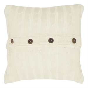 Rizzy Home Cable Knit 18&quot x 18&quot Down Filled Pillow with Cotton Cover-Ivory