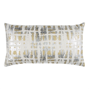 Donny Osmond 14&quot x 26&quot Down Filled Pillow with Cotton Cover-Ivory/Gold/Metallic