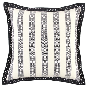 Rizzy Home Stripe 18&quot x 18&quot Down Pillow with Textured Cotton Cover-Black/Ivory