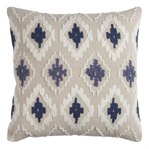 Rizzy Home Ikat 20&quot x 20&quot Down Filled Pillow with Cotton Cover-Natural Indigo