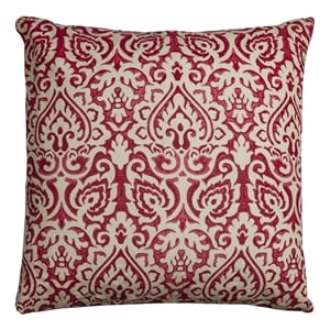 Rizzy Home Damask 22&quot x 22&quot Down Filled Pillow with Cotton Cover-Red/Natural